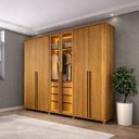 Guarda-Roupa Casal 6 Portas com LED e Vidro Reflecta 5 Gavetas Bélgica RV Móveis