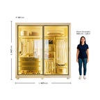 Guarda-Roupa Casal 2 Portas Reflecta com Pés e LED 100% MDF Platinum Gelius Móveis Bege/Off White