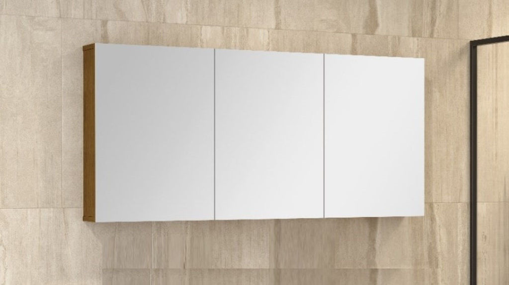 Espelheira para Banheiro Astral Design Intenso 3 Espelhos 120cm Freijó Suspensa MDF
