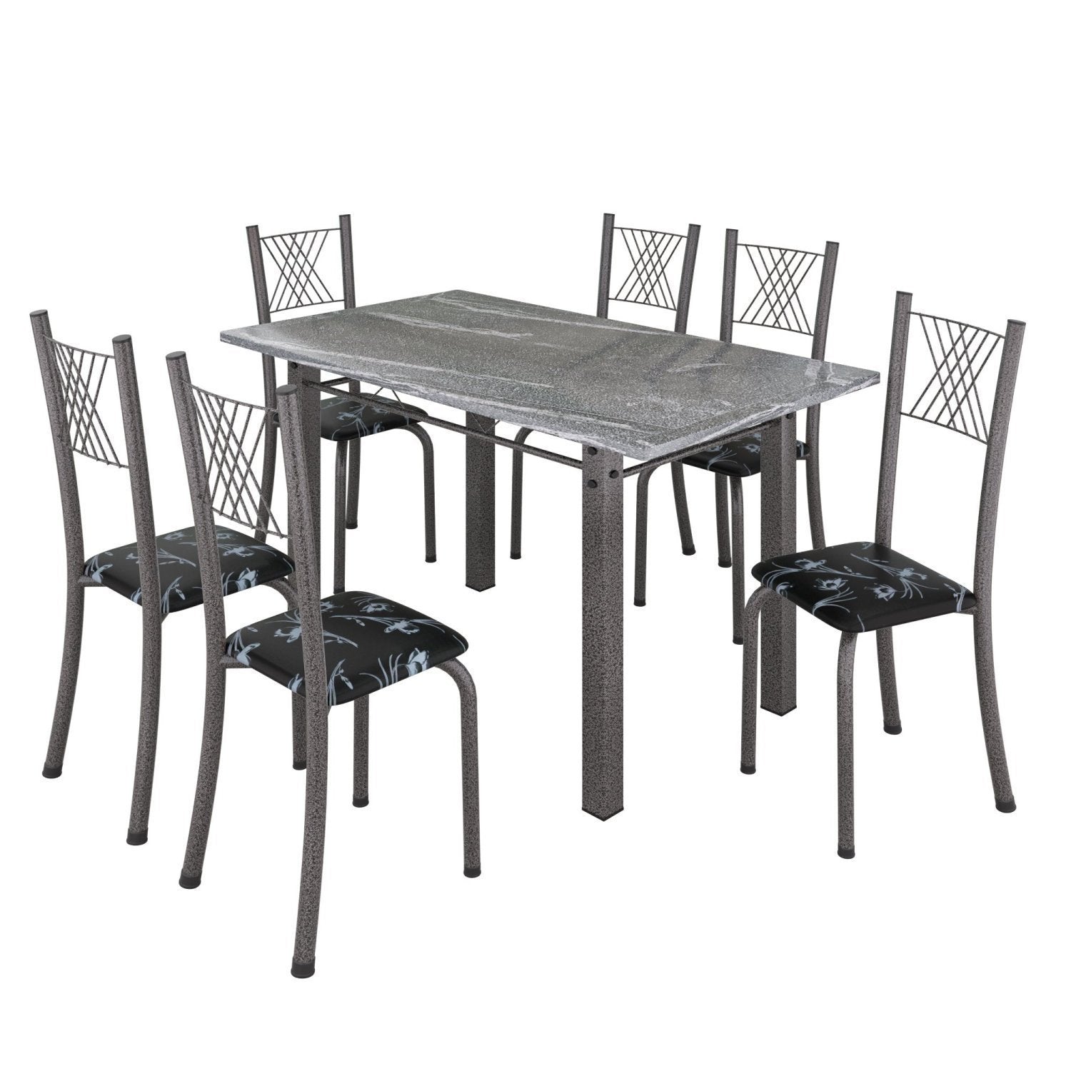 Conjunto Sala de Jantar Mesa Tampo de Granito com 6 Cadeiras Topázio Sara Yescasa