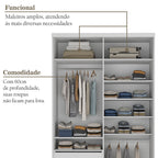 Guarda-Roupa Solteiro 2 Portas 1 Espelho 100% MDF Geneve RR Móveis Branco