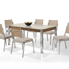 Conjunto Sala de Jantar Mesa Retangular com 6 Cadeiras Natani Yescasa