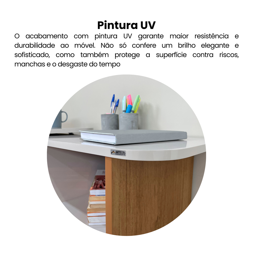 Escrivaninha Mesa Escritório Nomad 4 Nichos 1 Porta 114cm Artely Cinamomo e Off White