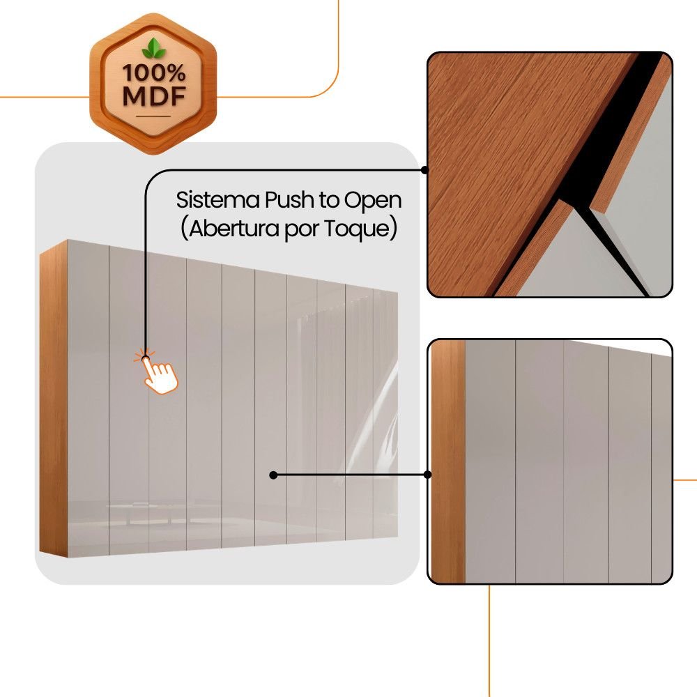Guarda-Roupa Casal Everest 100% MDF Moderna Mobília 10 Portas 12 Gavetas e 5 Prateleiras