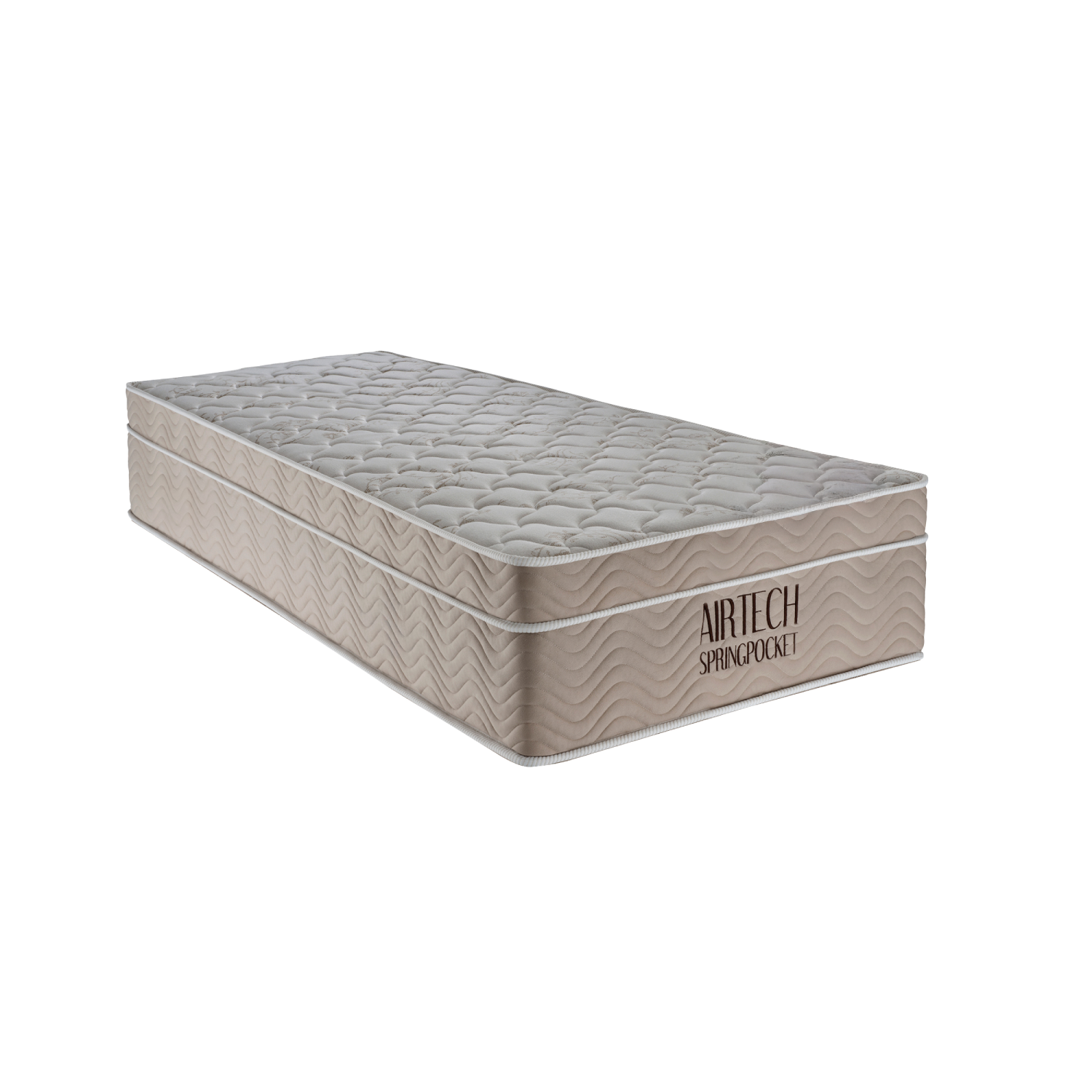 Colchão Solteiro Mola Ensacada Airtech Spring Pocket Ortobom Bege Branco 78x188x25cm