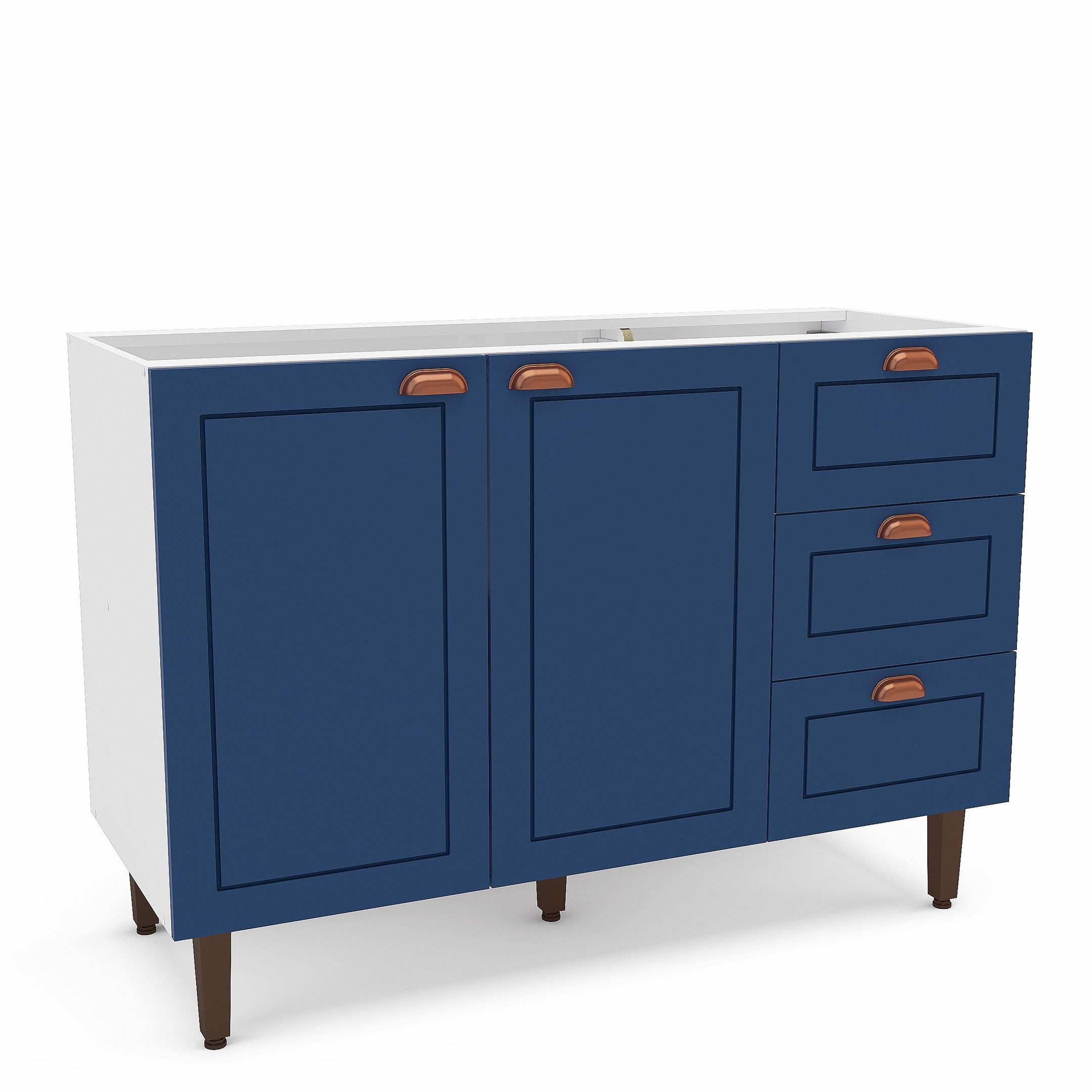 Balcão de Cozinha 2 Portas 3 Gavetas 120cm Pérola Yescasa Branco/Azul