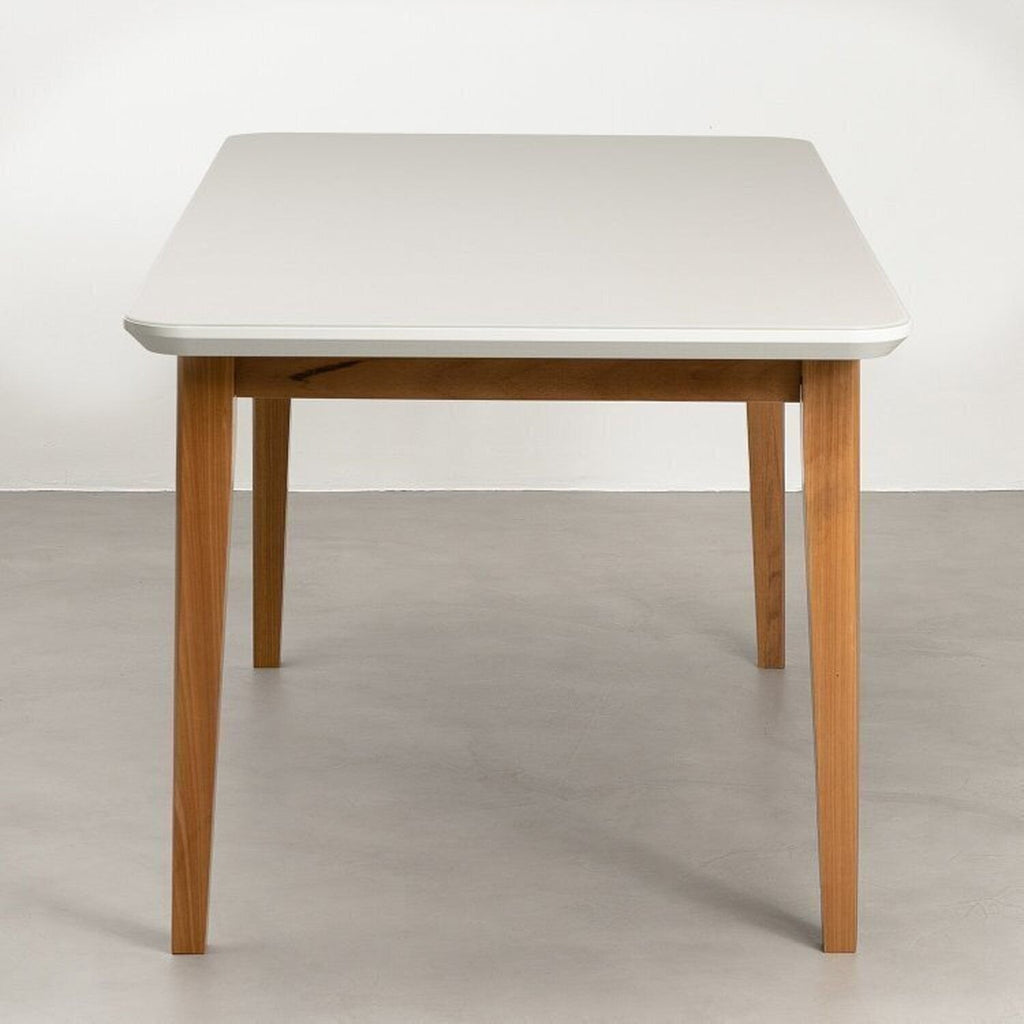 Conjunto Sala de Jantar Tangará Tiê Mesa com 4 Cadeiras Madeira Maciça Tampo MDF e Vidro CabeCasa MadeiraOriginals Bege/Cara