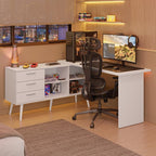 Escrivaninha em L Mesa Gamer 3 Gavetas Lisboa Madesa