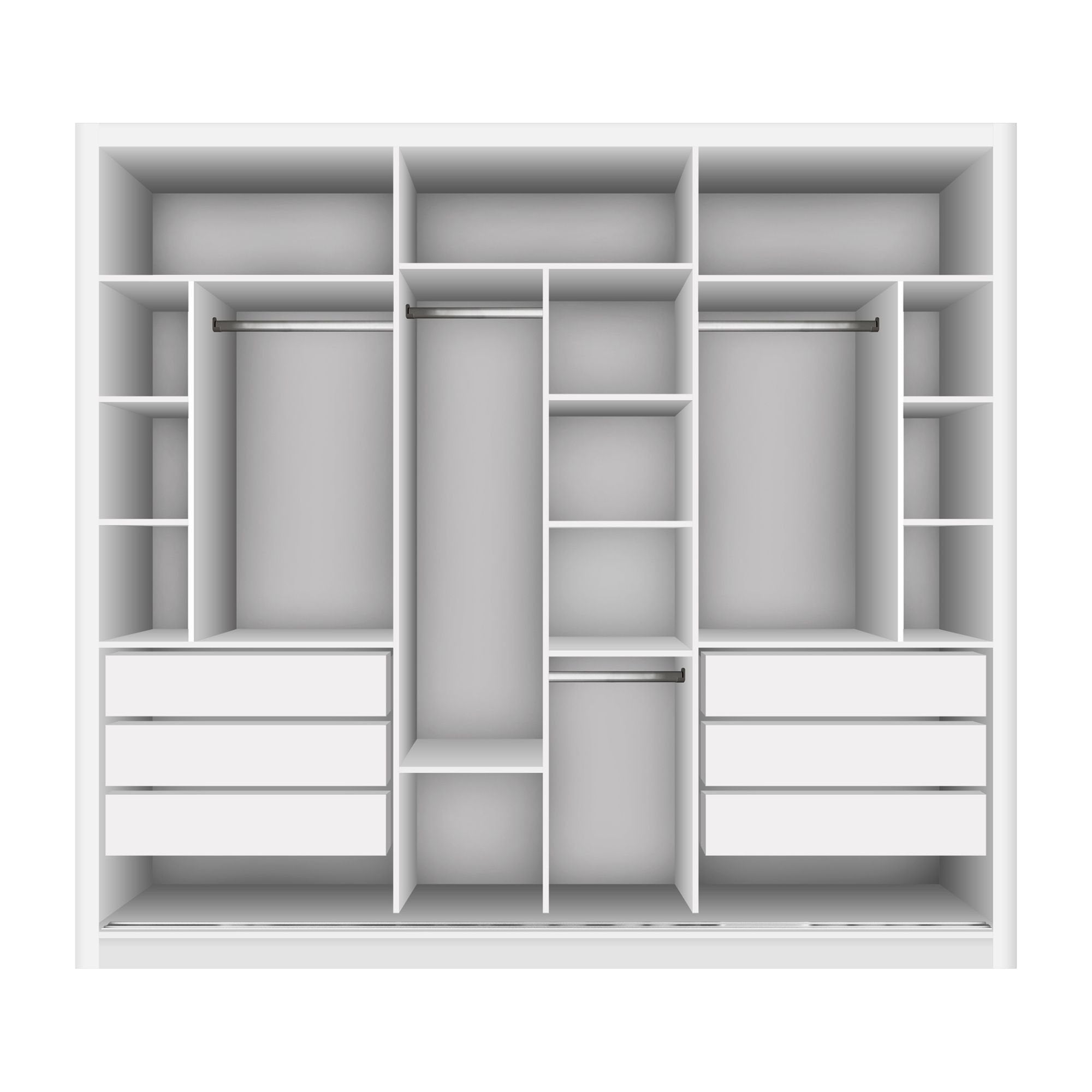 Guarda-Roupa Casal 3 Portas 6 Gavetas com Espelho Premium Lux Yescasa Branco