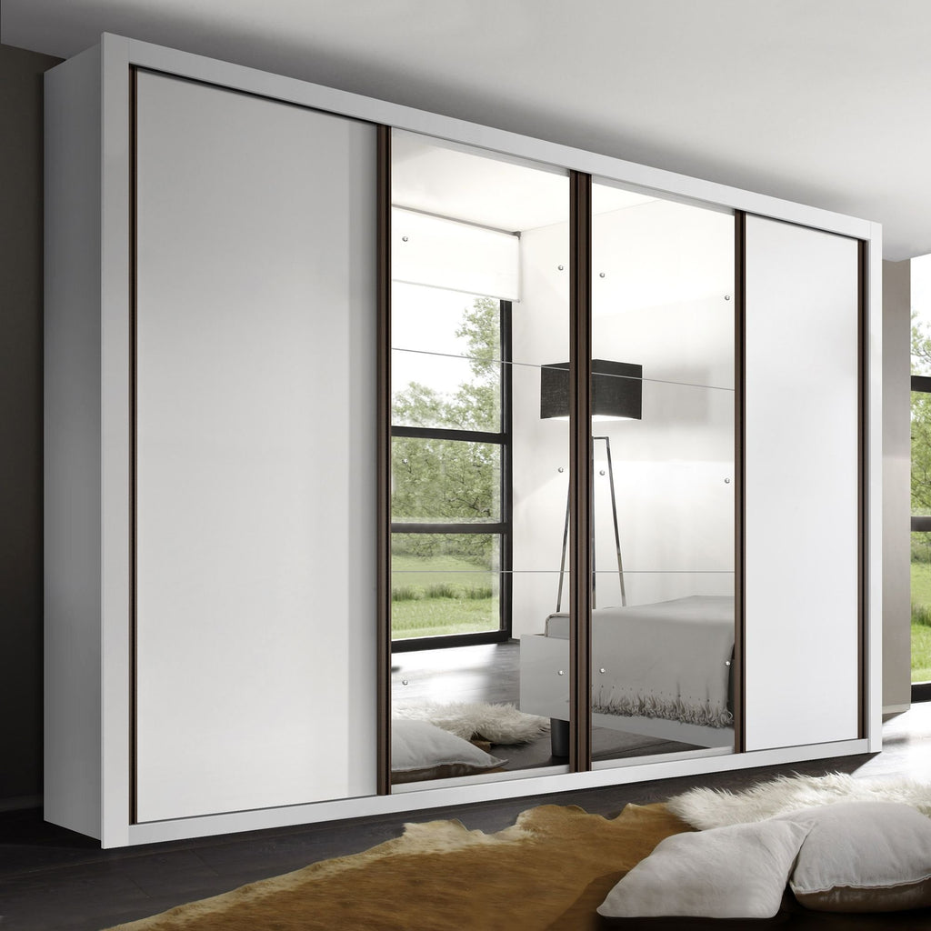 Guarda-Roupa Casal 4 Portas de Correr 4 Gavetas Zara Yescasa MDP Branco