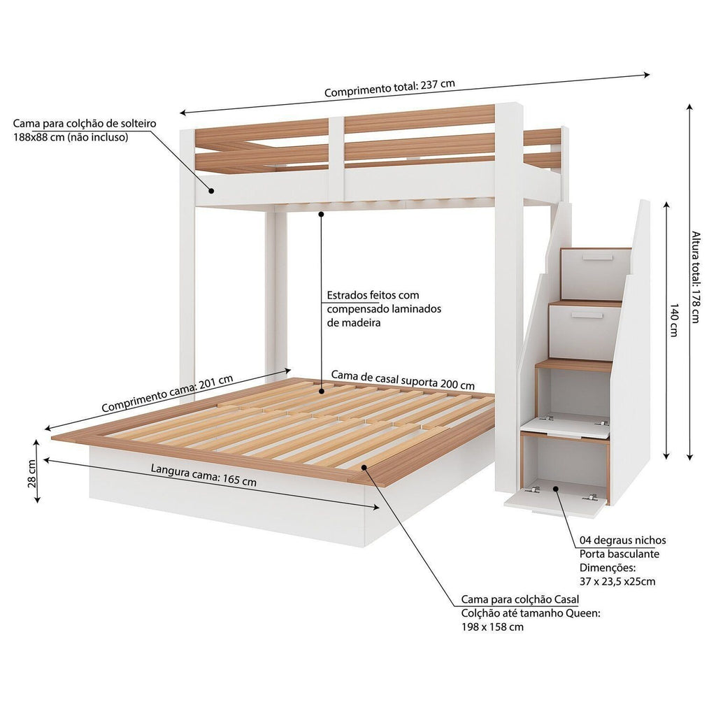 Beliche Family Adulto Star Plus Casatema MadeiraOriginals Branco/Amadeirado Montana