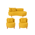 Conjunto Sala de Estar 2 Poltronas e Sofá Curvo Orgânico Boucle MD Montanaris Decor