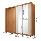Guarda-Roupa Casal Ripado 2 Portas 4 Gavetas com Espelho Suburban Caemmun 100% MDP/MDF Freijó/Off White