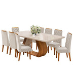 Conjunto Sala de Jantar Mesa Retangular Tampo Vidro/MDF Oversized com 8 Cadeiras Viero 316285368