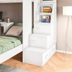 Beliche Office Adulto Moon com Escrivaninha em L Nichos e Escada 2 Portas e 2 Gavetas Yescasa Branco