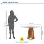 Conjunto Sala de Jantar Mesa Tampo Redondo Vidro Kansas 100cm com 4 Cadeiras Arizona Cel Móveis