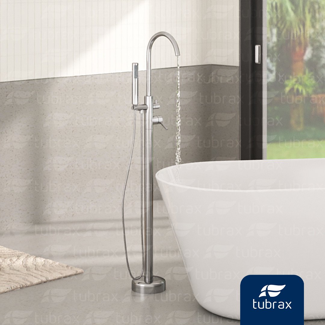 Torneira Misturador Monocomando de Piso para Banheira Maui Tubrax Cromado Tab0028-c