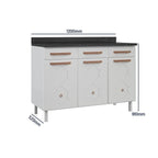 Balcão de Cozinha em Aço Triplo com Tampo 3 Portas 3 Gavetas 120cm Mirage New Telasul Branco