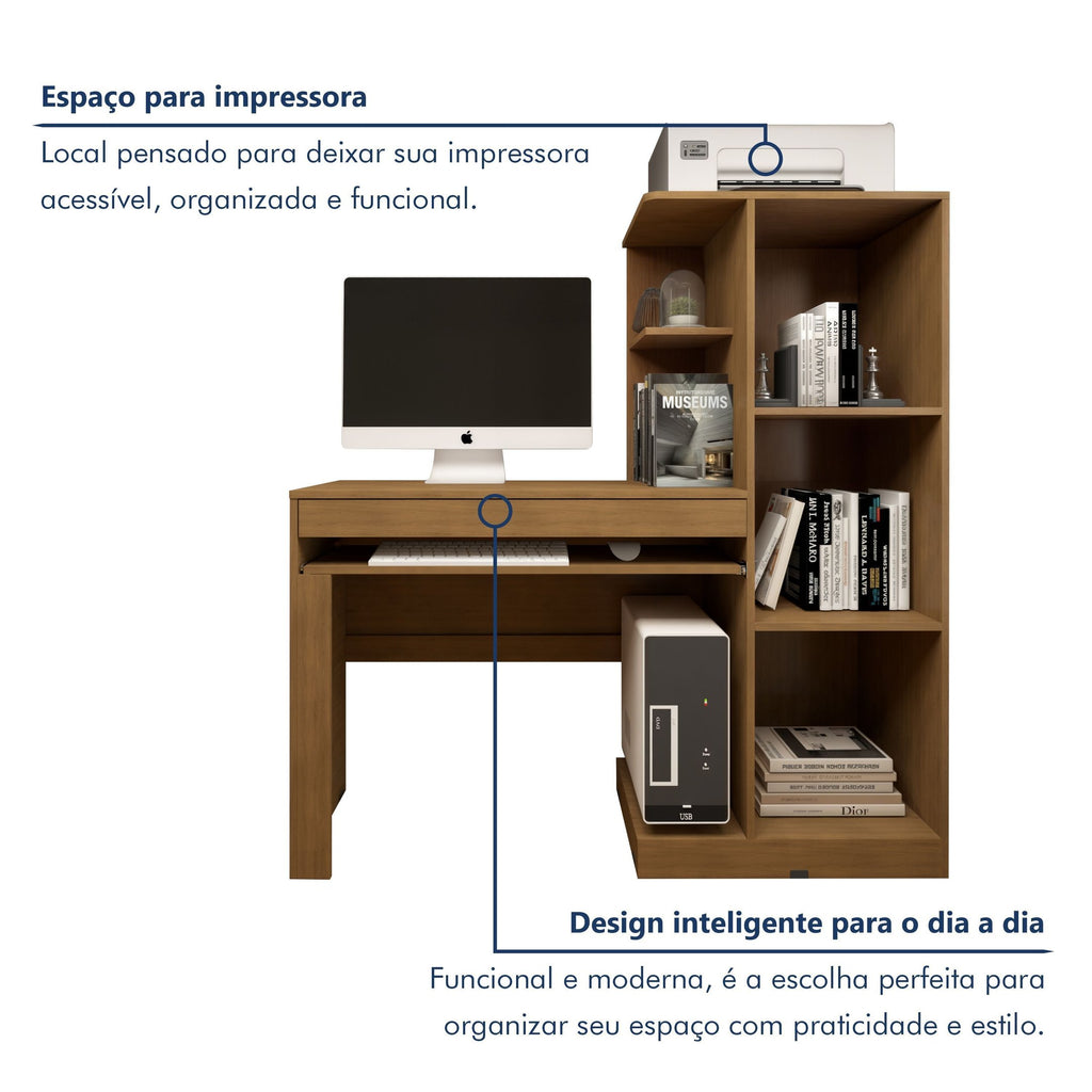 Mesa para Computador Escrivaninha com Armário Office 1 Gaveta 130cm Valdemóveis