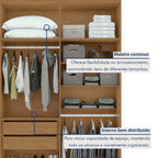 Guarda-Roupa Solteiro 4 Portas 2 Gavetas Alonzo Móveis Lopas 100% MDF 153.5cm Marrom Amêndoa Clean/Branco