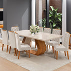 Conjunto Sala de Jantar Mesa Retangular Tampo Vidro/MDF Oversized com 8 Cadeiras Viero 316285368