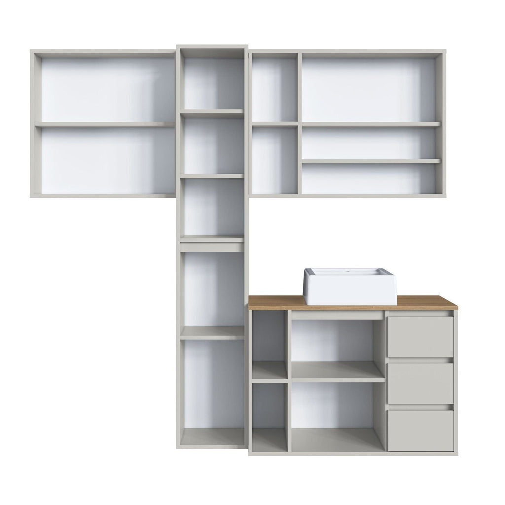 Conjunto para Banheiro Modulado 168cm com 4 Peças Gabinete Suspenso com Cuba Belagavi Art in Móveis Arenas