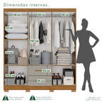 Guarda-Roupa Casal 6 Portas 2 Gavetas Estrela Premium Sallêto Móveis MDP Off White/Cinamomo