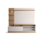Conjunto Sala de Estar Completa Jurerê Home Maceió para TV Até 65 Polegadas Buffet e Cristaleira 4 Portas Colibri Branco Off White Matte/Freijó