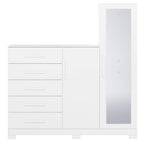 Cômoda para Quarto 5 Gavetas 2 Portas com Espelho New Master Albatroz Móveis Branco