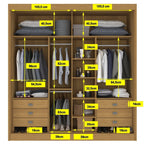 Guarda-Roupa Casal 2 Portas 6 Gavetas Coliseu D Doro 100% MDF Cinamomo/Off White