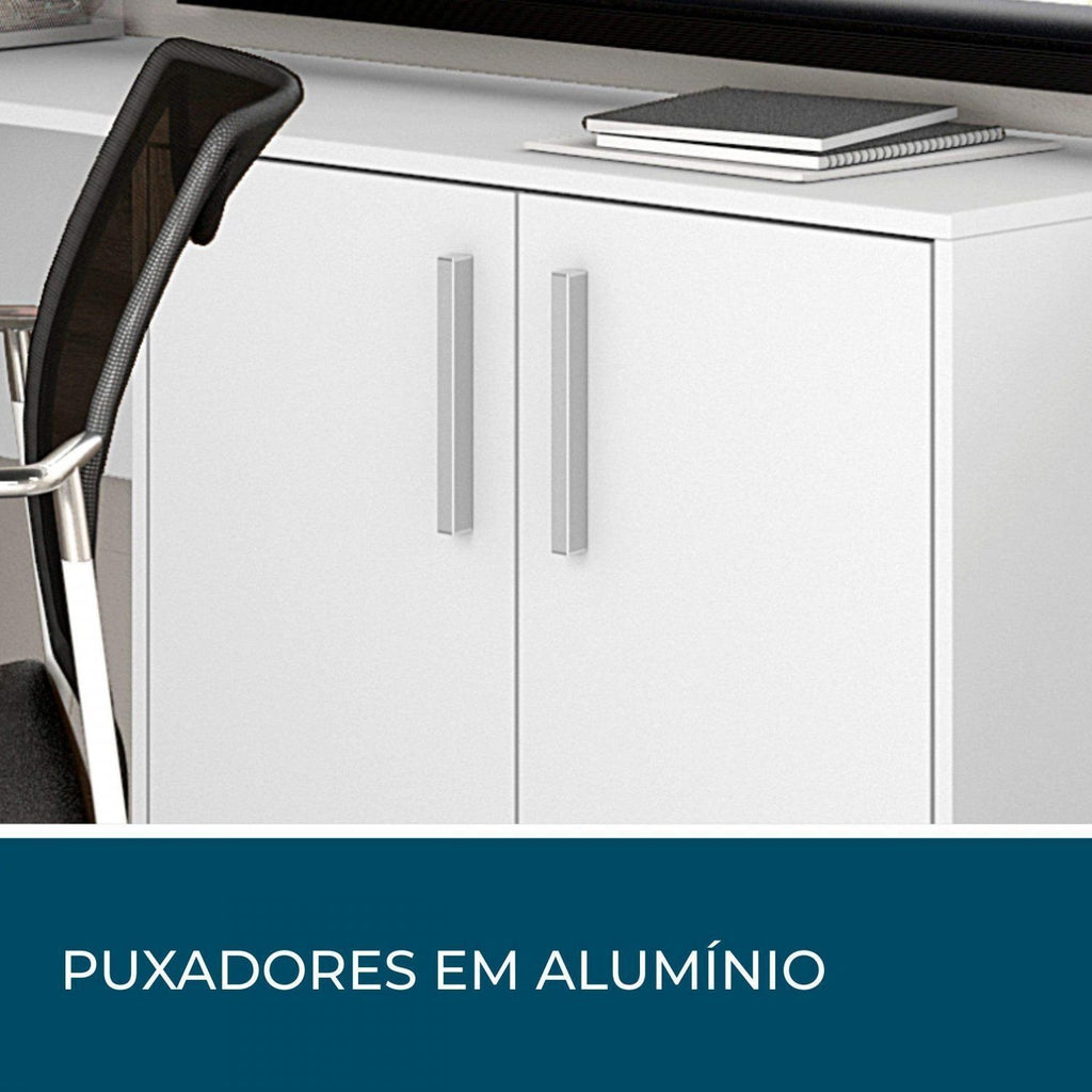 Escrivaninha Mesa Escritório em L Office NT2005 2 Gavetas 3 Portas 157cm Notável Móveis
