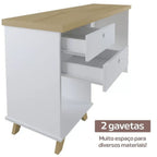 Kit Escritório Completo 2 Pessoas 2 Peças Escrivaninha Sky Retrô Espresso Móveis