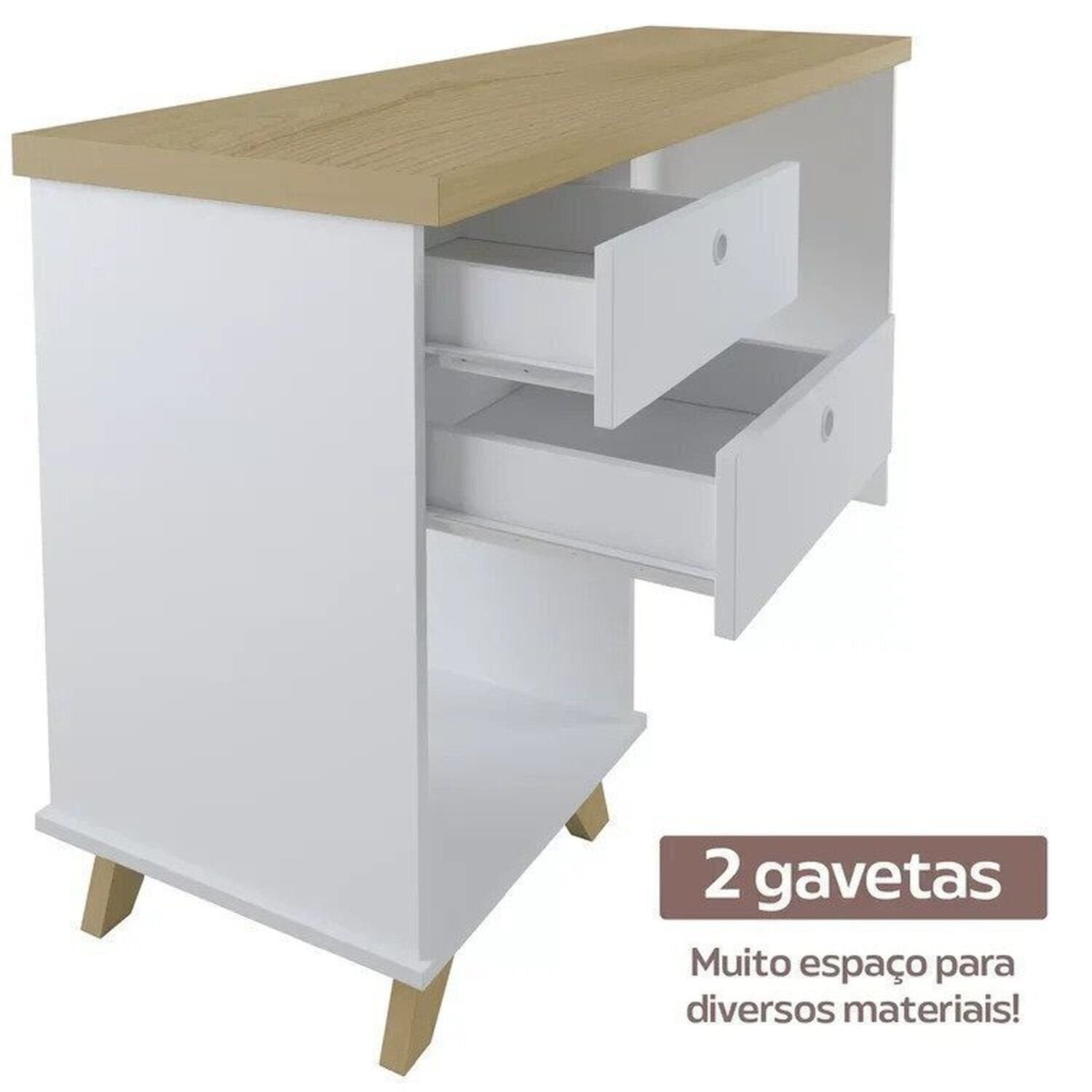 Kit Escritório Completo 2 Pessoas 2 Peças Escrivaninha Sky Retrô Espresso Móveis