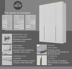 Guarda-Roupa Casal 4 Portas 2 Gavetas Logan Yescasa 100% MDF Branco/Olmo Italiano