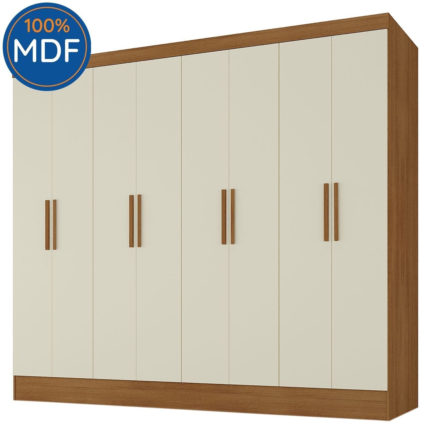 Guarda-Roupa Casal 8 Portas 4 Gavetas Jatobá Yescasa 100% MDF Cinamomo/Off White