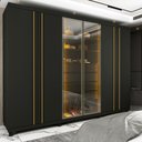 Guarda-Roupa Casal 6 Portas com Pés e LED Absolut New Reflecta Gelius Móveis 100% MDF Off White