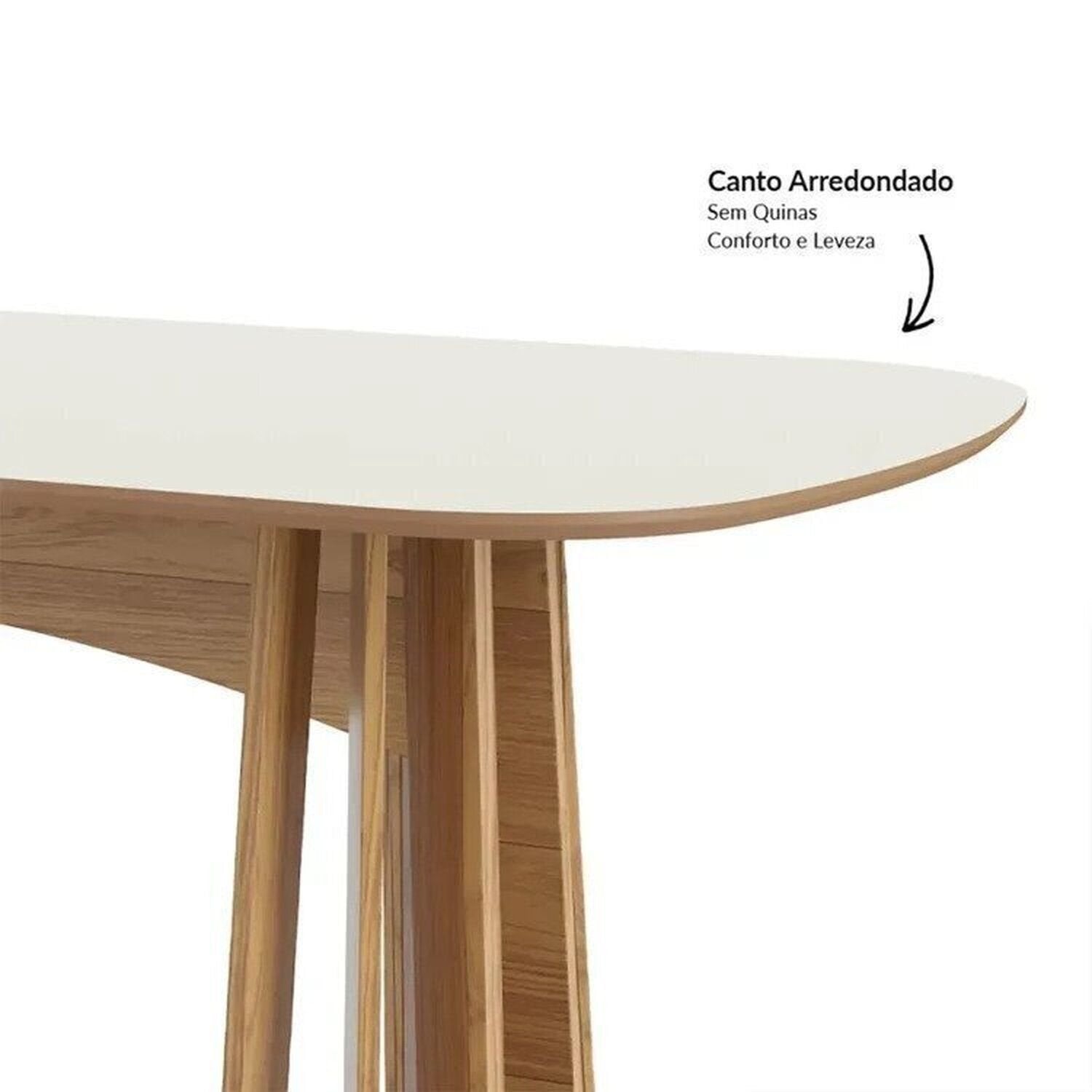 Conjunto Sala de Jantar Mesa Oval Tampo MDF com 6 Cadeiras Estofadas Bolonha Dalla Costa Off White/Freijó