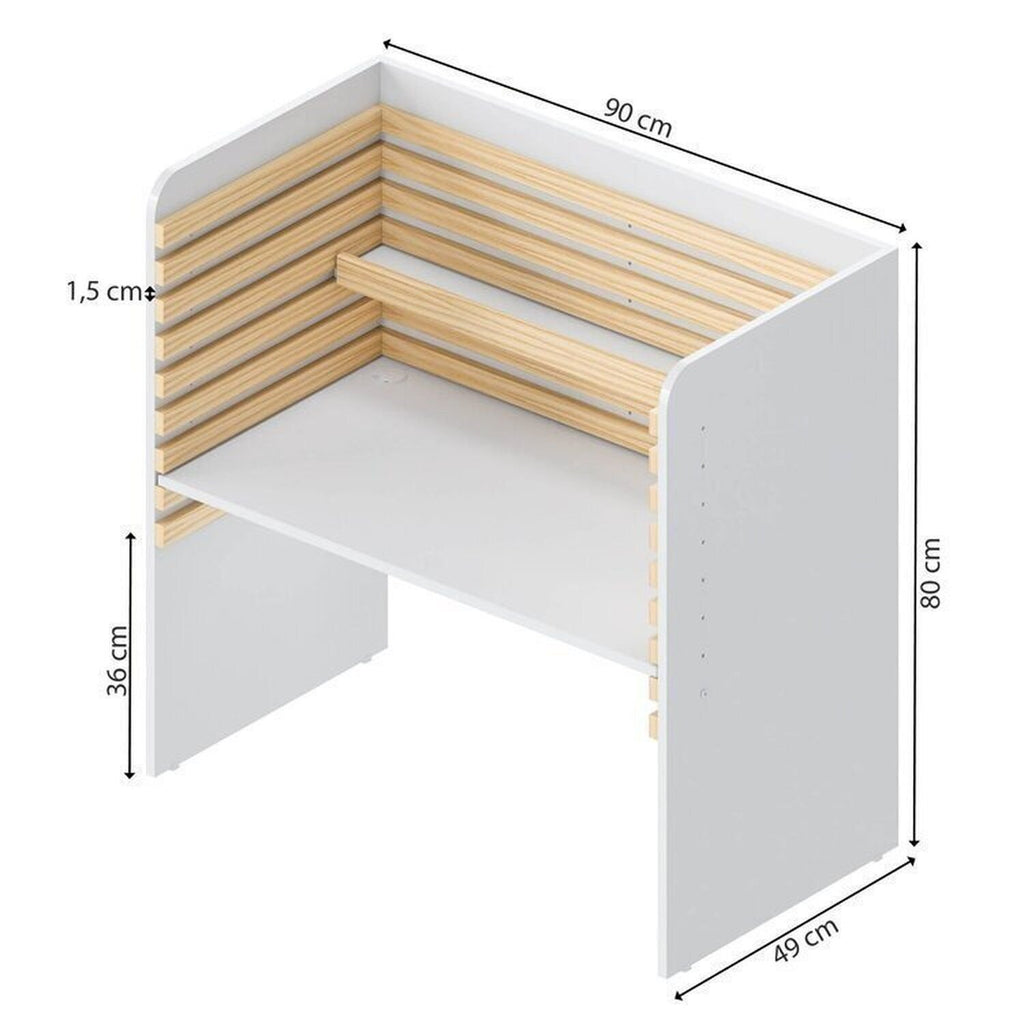 Conjunto Infantil Mesa e Cadeira Evolutiva, Prateleira e Guarda-Roupa Modulado Wave Casatema MadeiraOriginals Branco/Marrom
