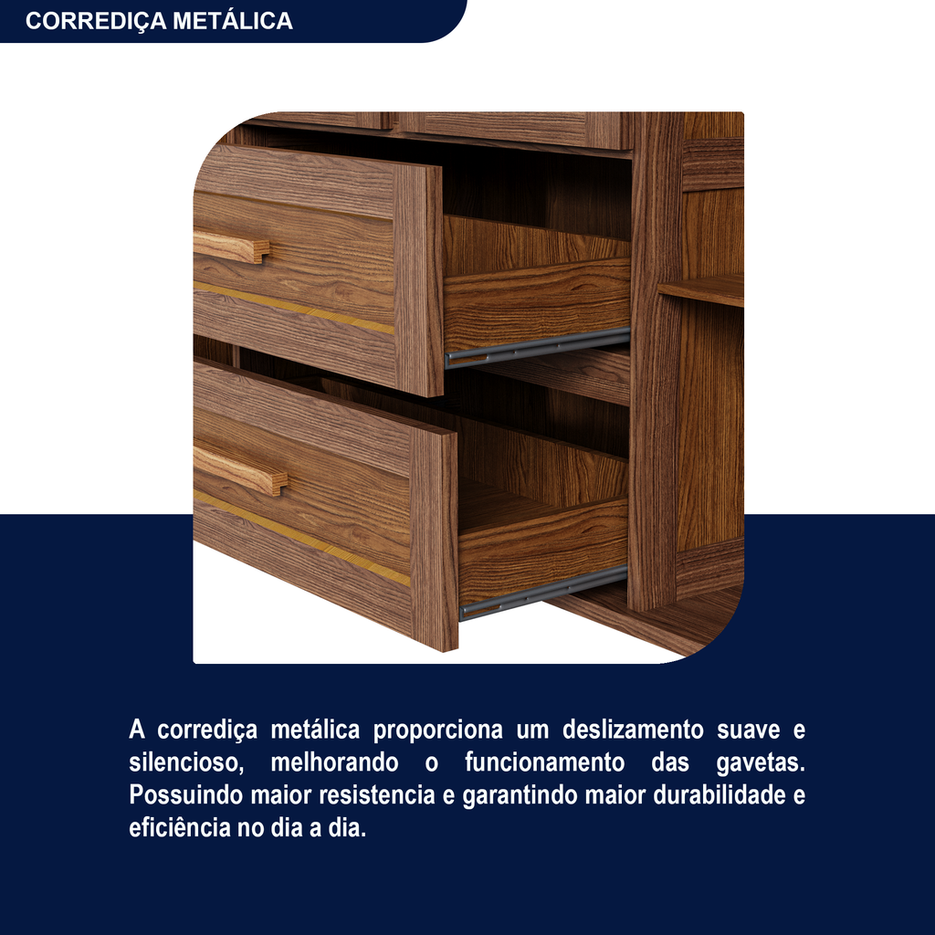 Guarda-Roupa Casal 12 Portas 4 Gavetas Rio Branco Premium Yescasa 100% Pinus/HDF Marrom/Ypê