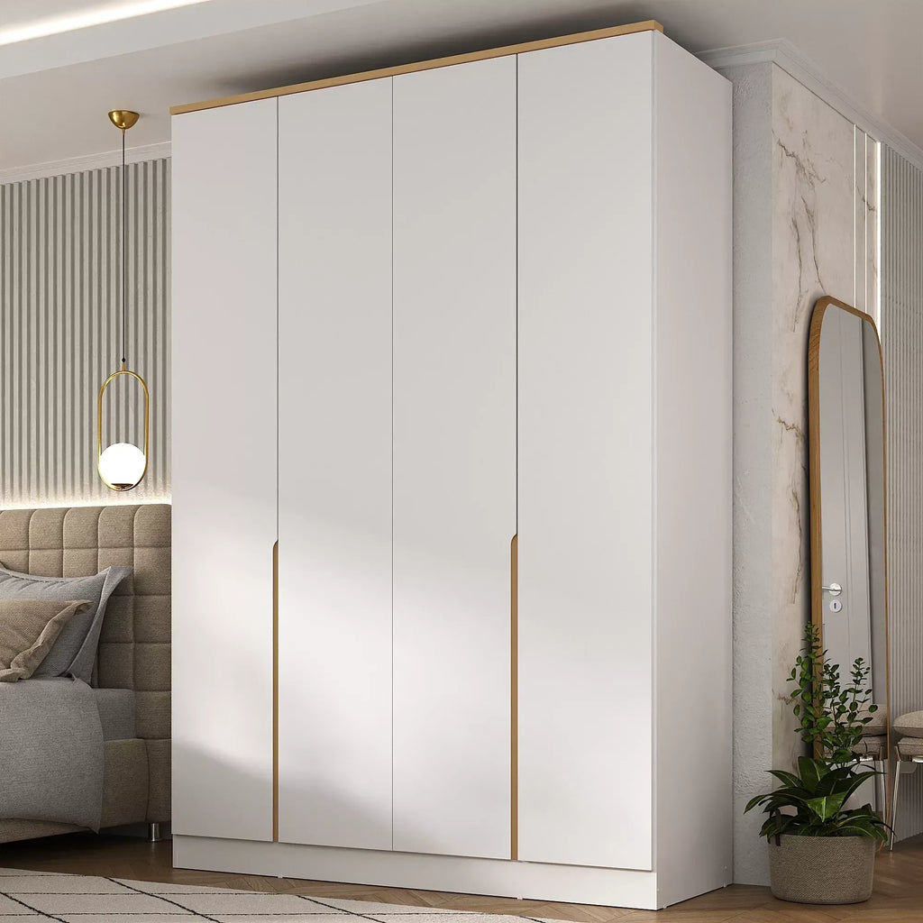 Guarda-Roupa Casal 4 Portas 2 Gavetas Logan Yescasa 100% MDF Branco/Olmo Italiano