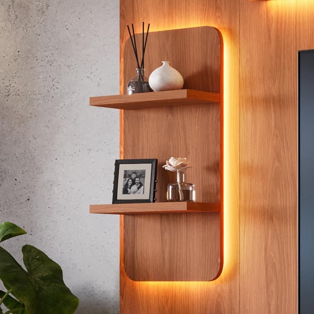 Estante Home Noble 270cm para TV até 75” com Cristaleira, Torre com LED e Portas Reflecta em MDP Movelove