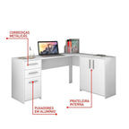 Escrivaninha Mesa Escritório em L Office NT2005 2 Gavetas 3 Portas 157cm Notável Móveis