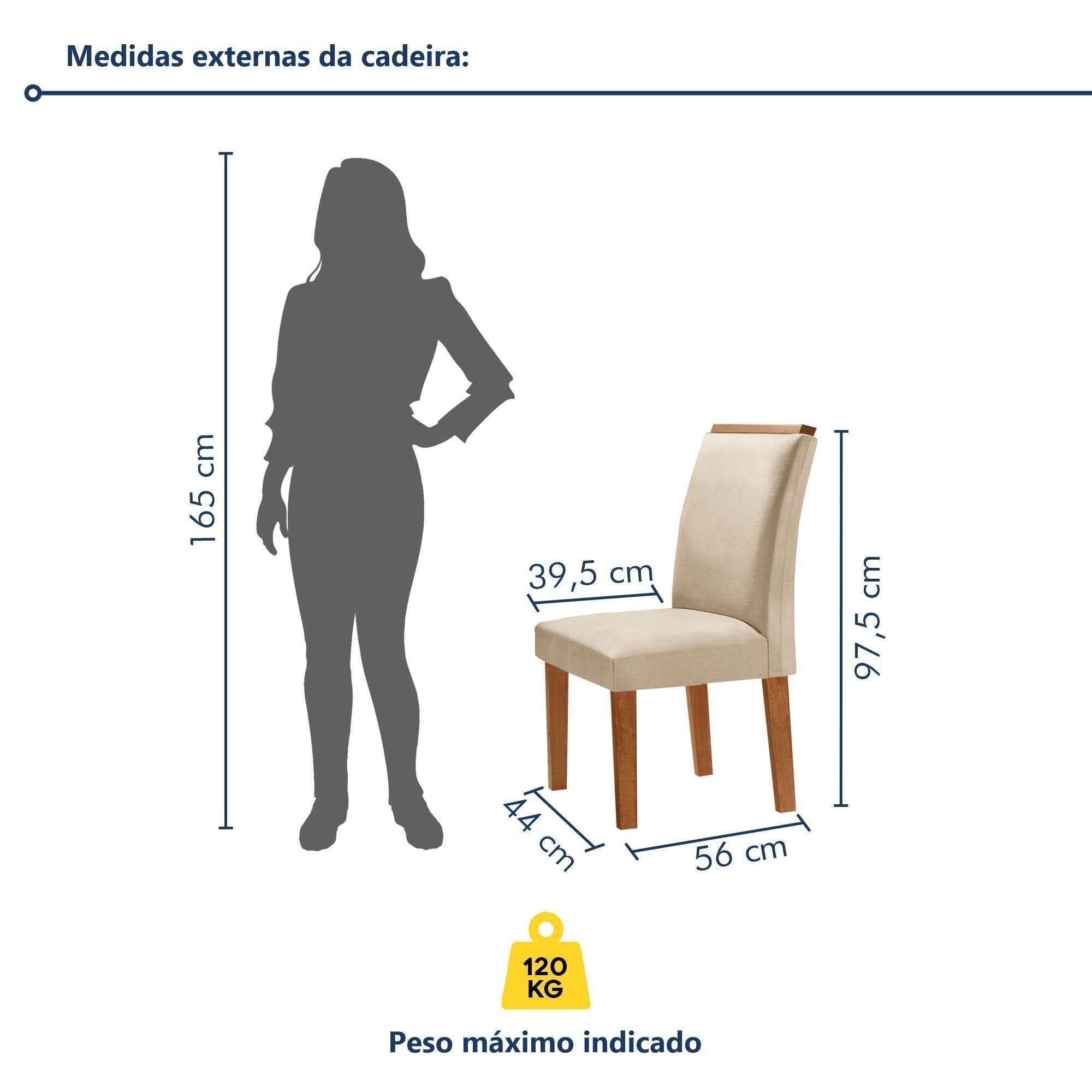 Conjunto Sala de Jantar Mesa Redonda Tampo Vidro e MDF com 6 Cadeiras Luísa Smart Plus Cel Móveis