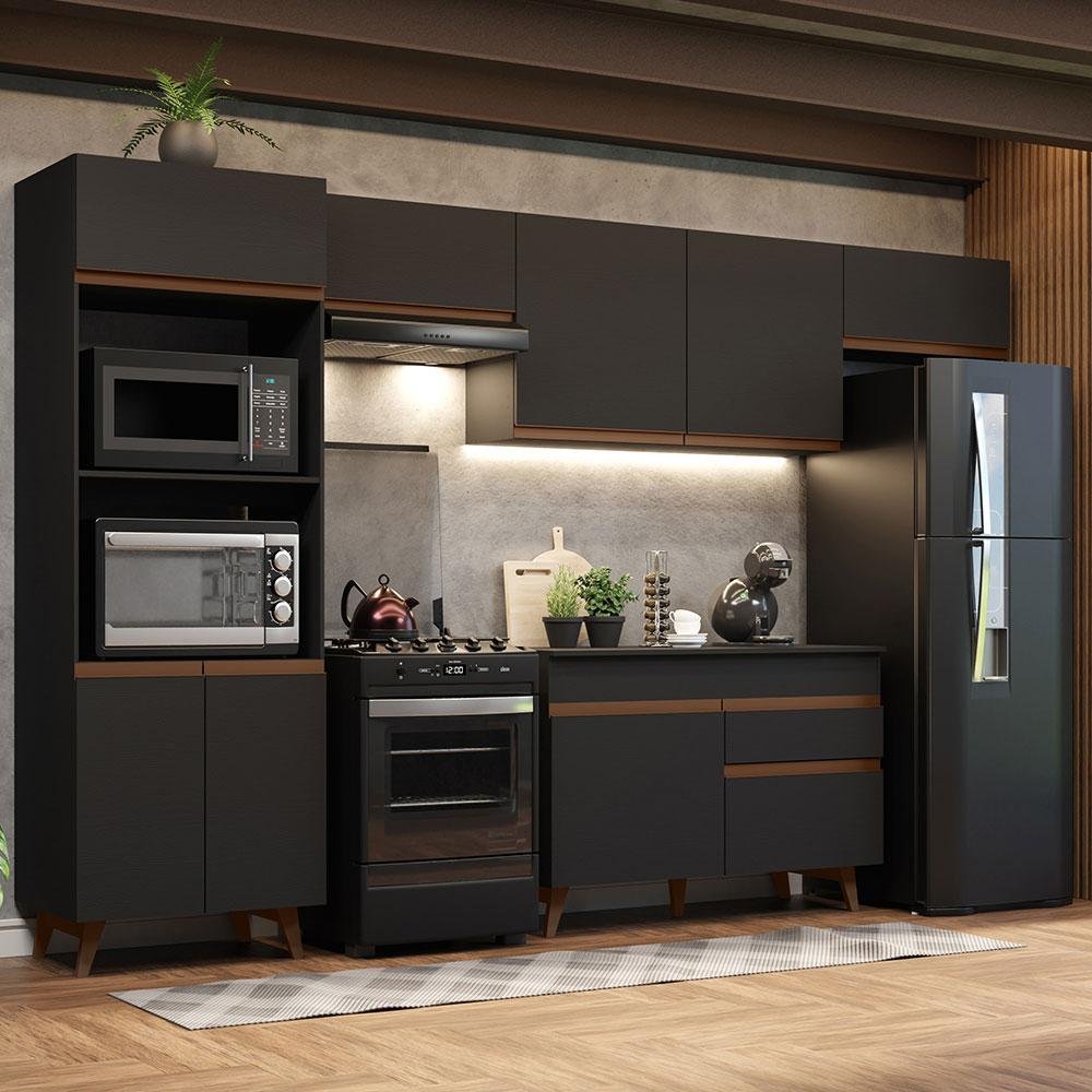 Cozinha Completa Reims 330cm Madesa 5 Peças com Balcão e Tampo