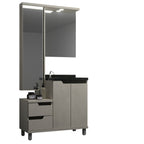 Conjunto para Banheiro Gabinete Suspenso com Cuba e Espelheira Cewal MM495425993 90cm Arenito/Cinza