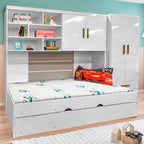 Quarto Infantil Chiara 4 Peças Roupeiro 2 Portas Módulo Aéreo Cama com Auxiliar Branco Phoenix Baby