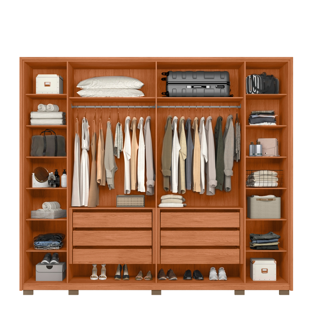 Guarda-Roupa Casal 6 Portas 6 Gavetas Suburban Gold Espresso Móveis 100% MDF Marrom/Freijo/Off White