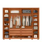 Guarda-Roupa Casal 6 Portas 6 Gavetas Suburban Gold Espresso Móveis 100% MDF Marrom/Freijó/Off White
