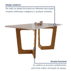 Conjunto Sala de Jantar Mesa Retangular Tampo Vidro/MDF com 8 Cadeiras Luísa Smart Plus Cel Móveis