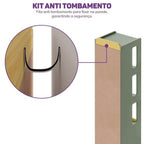 Quarto Infantil Completo Guarda-Roupa Curió Treliche Escrivaninha Estante Petit Verde/Mel Casatema